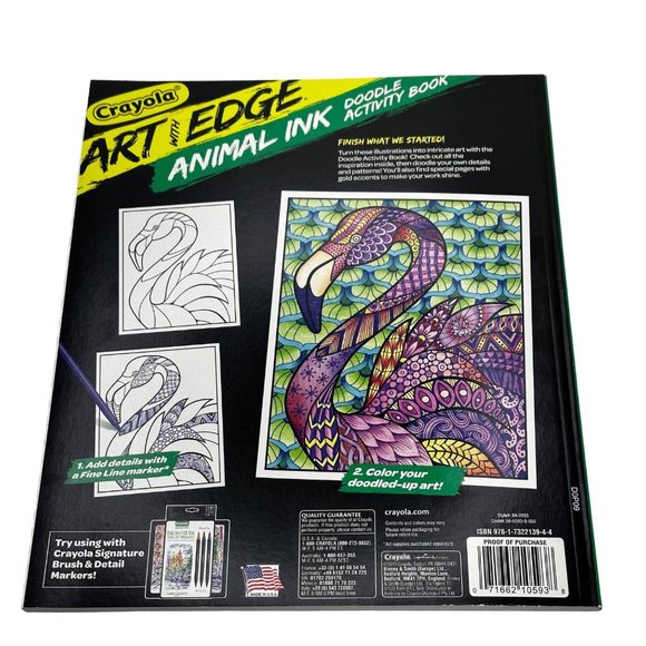 Crayola Art With Edge  Animal Ink Doodle Activity Coloring Book 32 Pages New - Picture 2 of 9